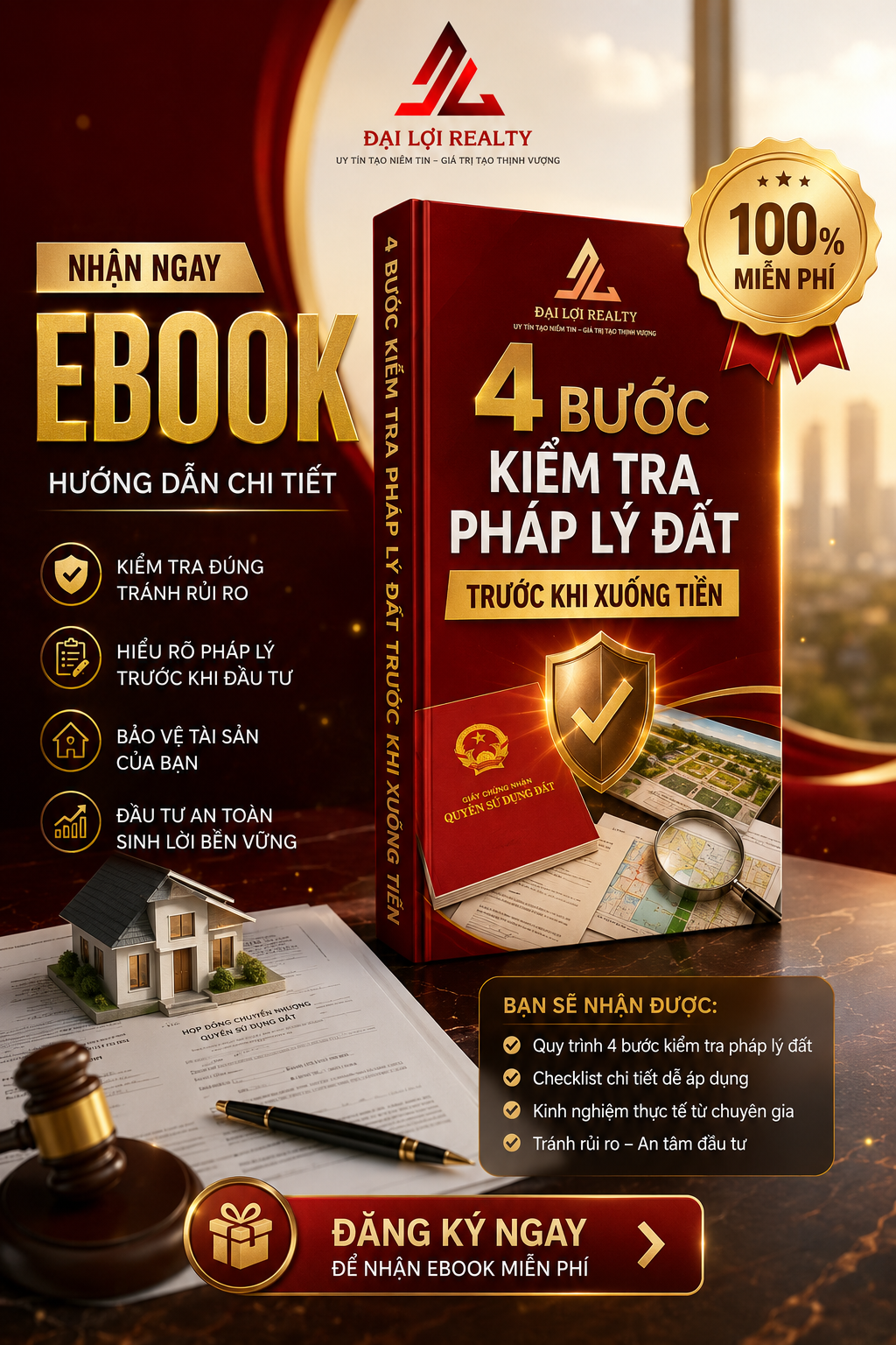 Nhận Ebook 4 bước kiểm tra pháp lý đất trước khi xuống tiền