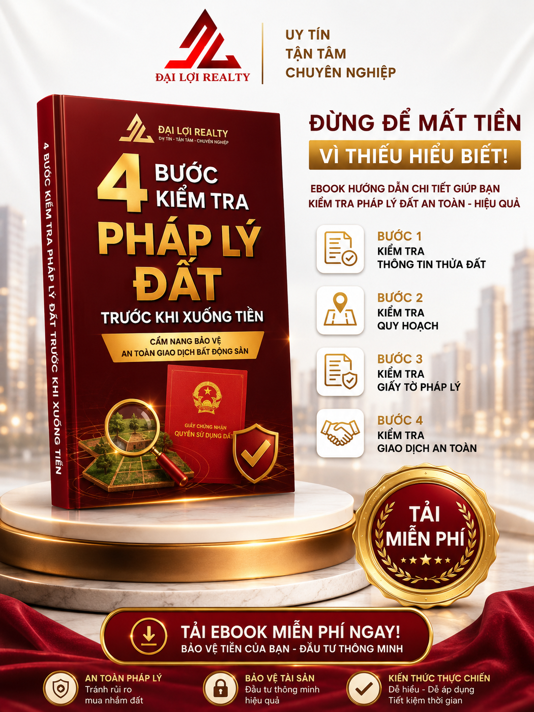 Ebook 4 bước kiểm tra pháp lý đất trước khi xuống tiền của Đại Lợi